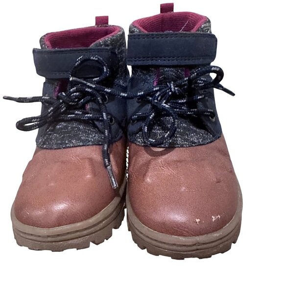 Carters Boots Rugged Lace Up w Strap Closure Textured Knit Upper Size Boy 11 M - Picture 13 of 16